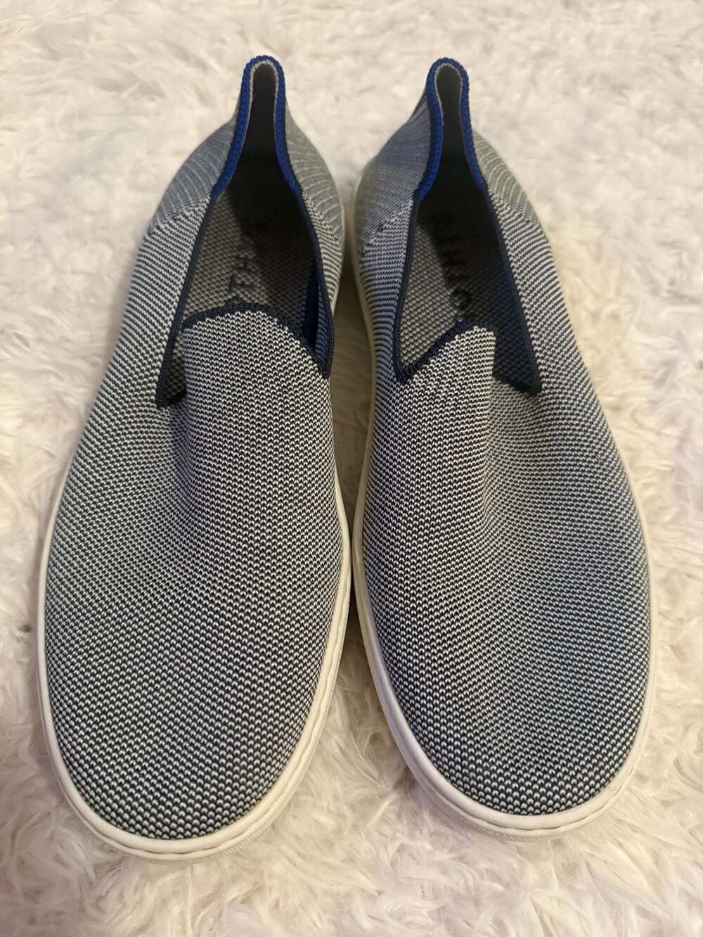 Rothy's The Slip On Sneaker Size 8 Anchor Blue White Knit